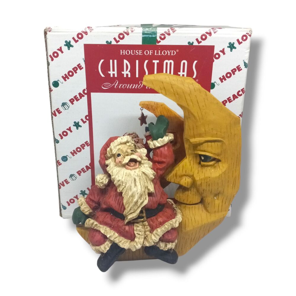 Vtg House Of Lloyd Christmas Around the World Man In The Moon Clause-6.5"-Box